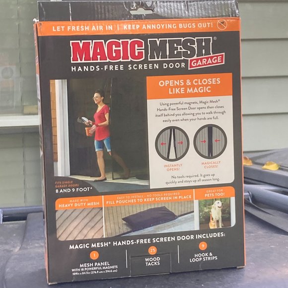 Magic Mesh Hands Free Screen Garage Door 8-9 Ft (New still in box) - Picture 2 of 11